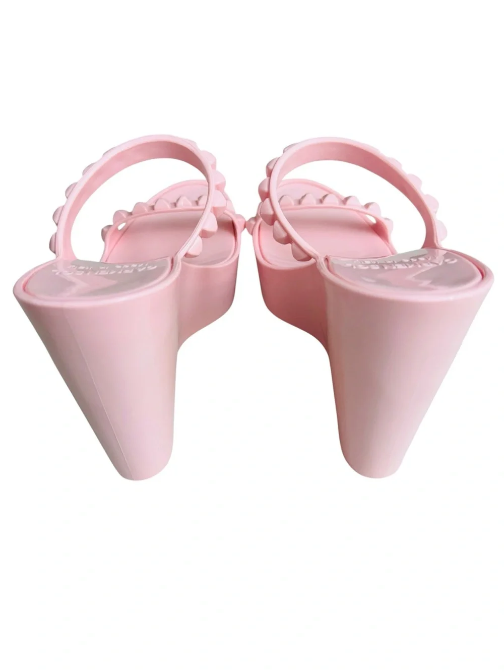 Carmensol Pink Studded Jelly Wedge Slide Sandals Women’s US 6 EU 36 Made Italy